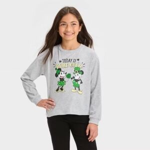 NEW Disney Minnie Mouse St Patrick's Day cropped tee girls XL 14/16